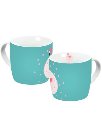 Geda Labels Tasse Flamingo Punkte in Türkis - 300 ml