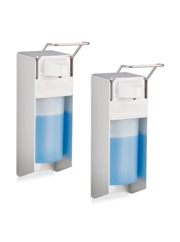 relaxdays 2 x Desinfektionsspender in Silber/ Weiß - 500 ml