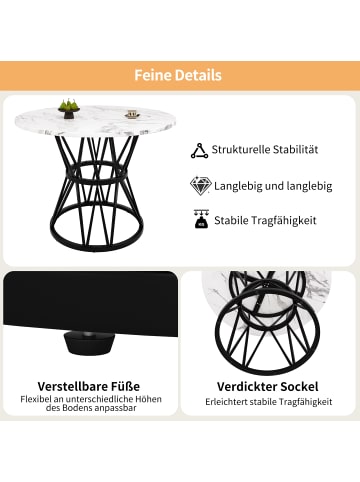 ABRIHOME Runder Esstisch in Schwarz Marmor mit Metallbeinen 100x100x76 cm