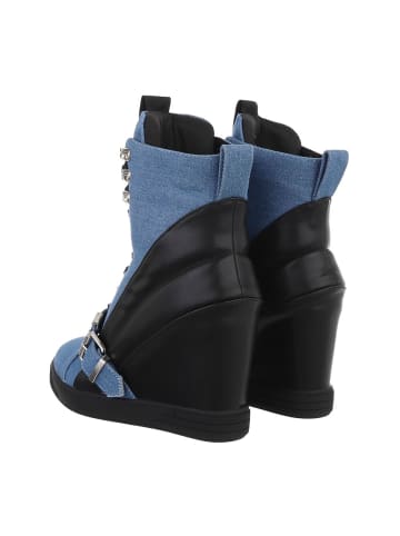 Ital-Design Stiefelette in Blau und Schwarz