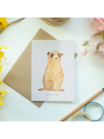 Mr. & Mrs. Panda neujahrskarte Erdmännchen ohne Spruch in Grau Pastell