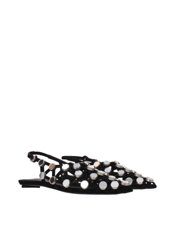 Schwarz Leder Ballerina Flache Schuhe