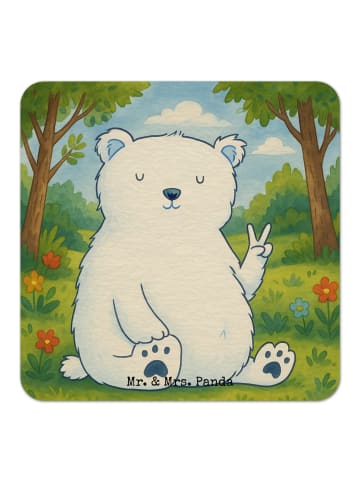 Mr. & Mrs. Panda Bierfilzl Eisbär Faul Design ohne Spruch in Weiß