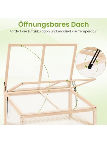 COSTWAY Frühbeet Gewächshaus in Hellbraun