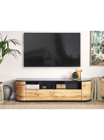 Beliani TV-Möbel JEROME in Schwarz/Braun - (W) 160 x (H) 44 x (L) 40 cm