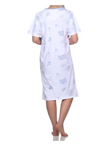 NORMANN Kurzarm Nachthemd Knopfleiste am Hals - 79243 in hellblau