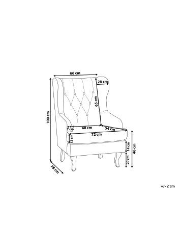 Beliani Sessel ALTA in Grau/Schwarz - (W) 72 x (H) 100 x (L) 78 cm
