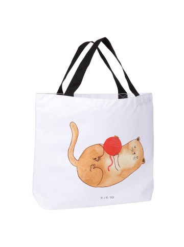 Mr. & Mrs. Panda Tote Bag Katze Wolle ohne Spruch in Weiß