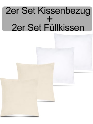 Aspero 2er Set Kissenbezüge inkl. Füllung Tamara in Beige