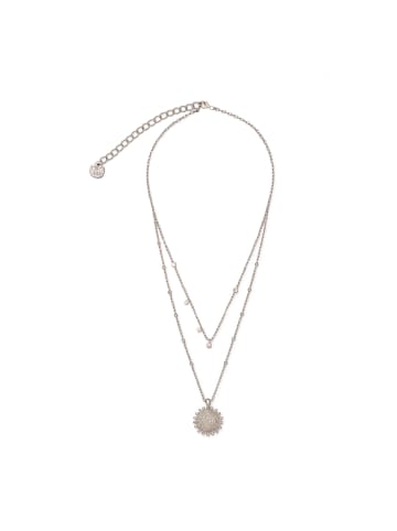 ANELY Halskette Doppelreihig mit Anhänger 40 cm in Silber
