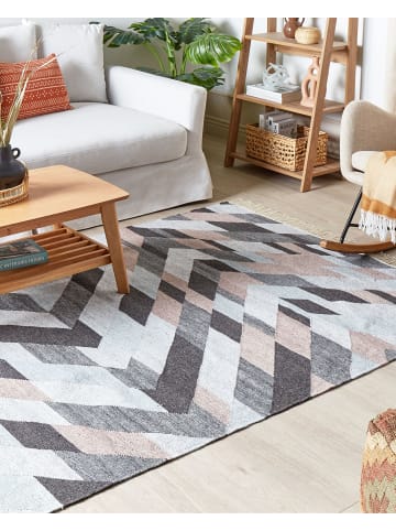 Beliani Geflochtener Teppich NAKKAS in Bunt/Beige/Grau - (W) 160 x (H) 0.6 x (L) 230 cm