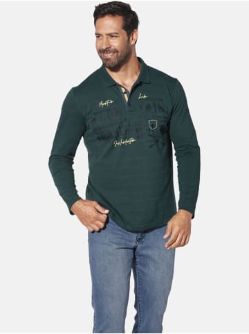 Jan Vanderstorm Langarm-Poloshirt MAKSE in dunkelgrün