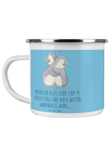 Mr. & Mrs. Panda Trinkbecher 14. Hochzeitstag Elfenbeinhochzeit ... in Sky Blue