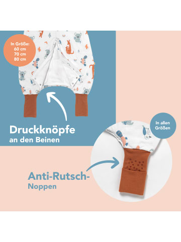 Schlummersack Schlafsack mit Füßen und umklappbaren Bündchen 1.0 TOG in Braun