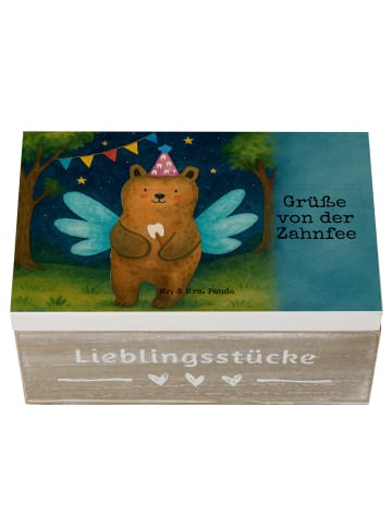 Mr. & Mrs. Panda Holzkiste Bär Zahnfee Design mit Spruch in Weiß