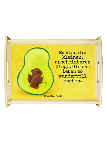 Mr. & Mrs. Panda Tablett Avocado Kern Design mit Spruch in Weiß