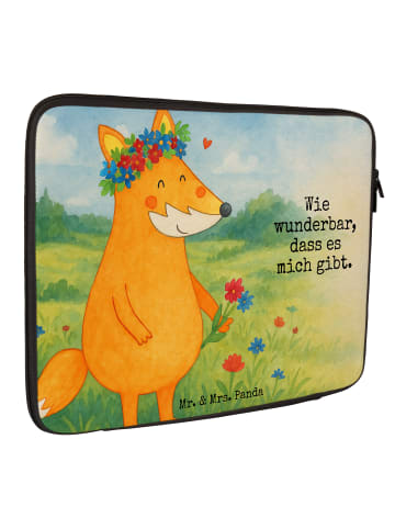 Mr. & Mrs. Panda Hülle Laptop Fuchs Blumen Design mit Spruch in Weiß