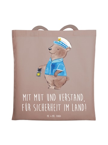 Mr. & Mrs. Panda Tragetasche Polizist Mut Verstand mit Spruch in Braun Pastell