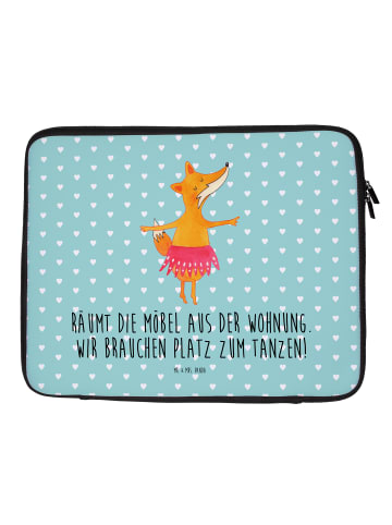 Mr. & Mrs. Panda Laptoptasche Fuchs Ballerina mit Spruch in Türkis Pastell