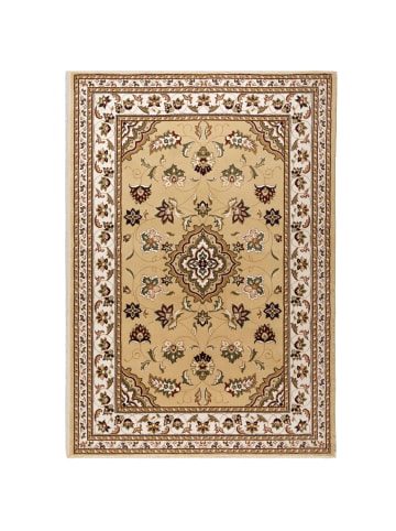 KADIMA DESIGN Orientteppich Bordüre floral klassischer Wohnzimmer-Teppich in Braun