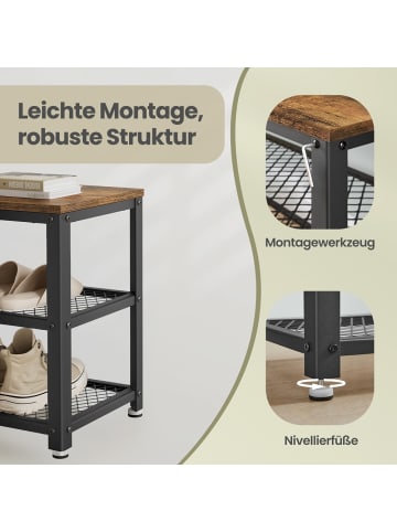 VASAGLE Sitzbank Daxton in Braun-Schwarz - (B)100 x (H)45 x (T)30 cm