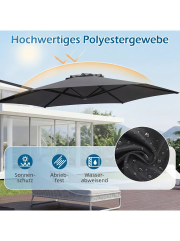 COSTWAY Sonnenschirm 300 x 300 cm mit Kurbel in Anthrazit