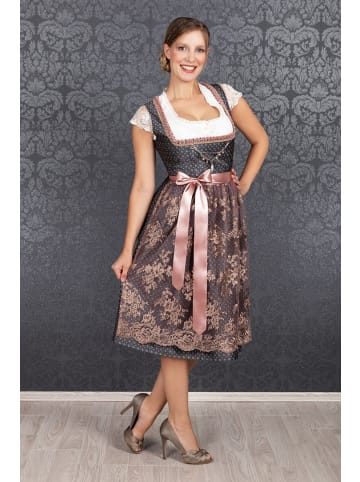 Edelnice Midi Dirndl 2-teilig Béatrice in dunkelgrau, rosa