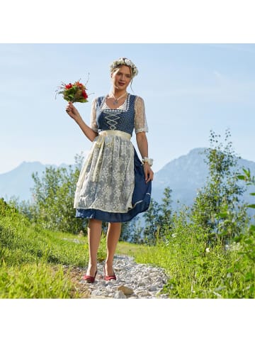 tectake Frauenkostüm Midi-Dirndl Kleinwalsertal Modell 2 in blau/weiß