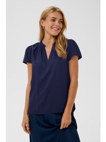 SAINT TROPEZ Kurzarm-Bluse BrittaSZ Gerade Passform in Dark Blue Denim