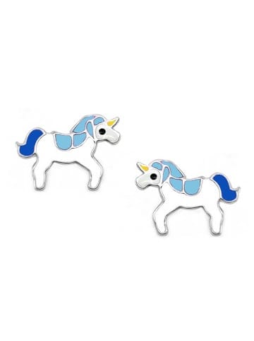 schmuck23 Ohrringe 925 Silber Einhorn in Blau