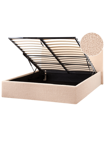Beliani Doppelbett ORBEY in Beige - (W) 137 x (H) 88 x (L) 212 cm