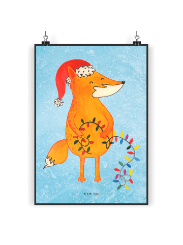 Mr. & Mrs. Panda Poster Fuchs Weihnachten ohne Spruch in Eisblau