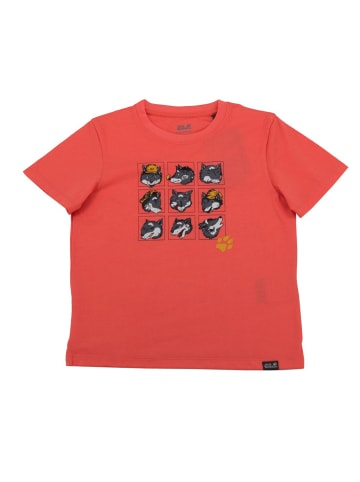 Jack Wolfskin Shirt Many Wolve Tee Baumwolle in Rot