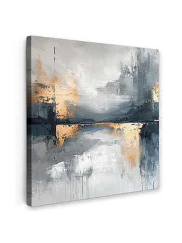 MuchoWow Leinwand bilder Abstrakte Kunst gold grau (BxH)