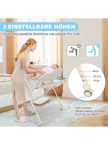 COSTWAY 5 in 1 Wickeltisch klappbar bis 6 Monaten in Beige