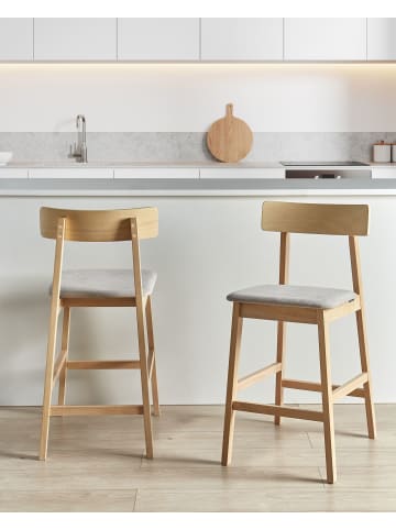 Beliani 2er-Set Barhocker ISANTI in Braun/Beige/Grau