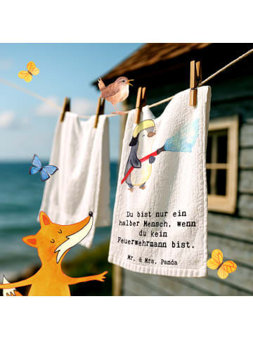 Mr. & Mrs. Panda Handtuch Feuerwehrmann Herz mit Spruch in Weiß