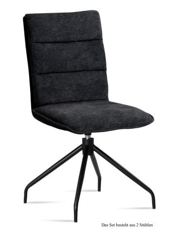 58 aufm Kessel ESSZIMMERSTUHL drehbar (2er-Set) Donata 47x92x60 Schwarz/Anthrazit