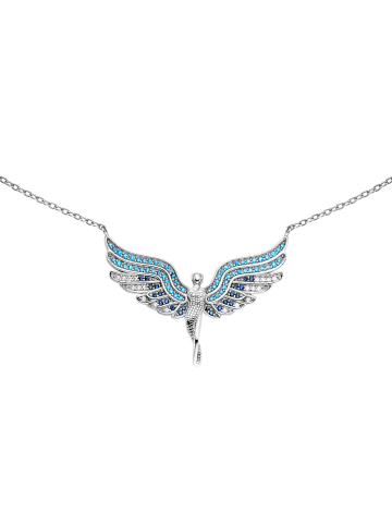 Engelsrufer  Sterling Silber Schutzengel blau Zirkonia Collier 44cm