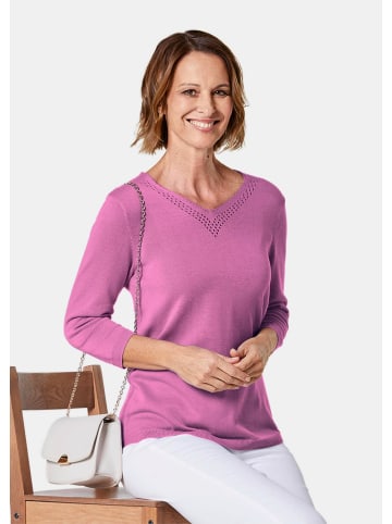 GOLDNER Kurzgröße:  Strickpullover Pullover mit V-Ausschnitt in malve