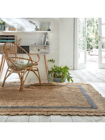 KADIMA DESIGN Jute-Teppich Naturfaser PLYM Geometrisch Boho Wohnzimmer in Braun-Grau