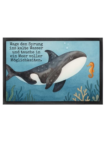 Mr. & Mrs. Panda Fußvorleger Orca Design mit Spruch in Weiß