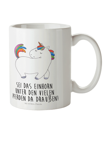 Mr. & Mrs. Panda Schulkind Tasse Einhorn Stolzieren mit Spruch in Weiß