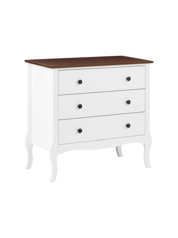 Beliani Kommode NUNDLE in Weiß/Braun - (W) 80 x (H) 76 x (L) 40 cm