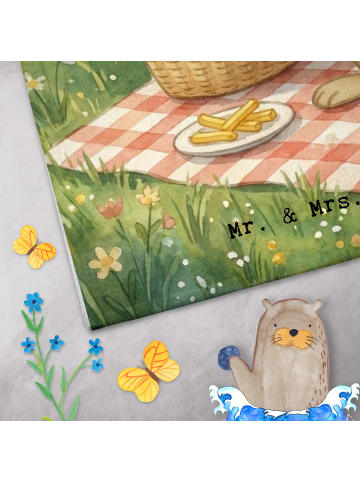 Mr. & Mrs. Panda Handtuch Hase Pommes Design mit Spruch in Weiß