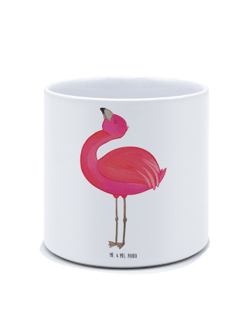 Mr. & Mrs. Panda XL Blumentopf Flamingo Stolz ohne Spruch in Weiß