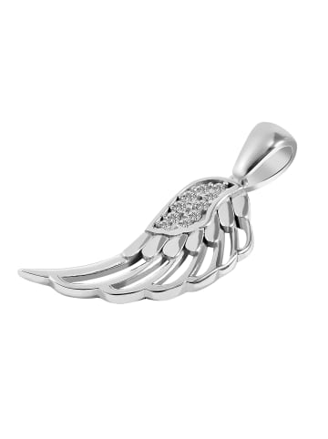 Adeliás Damen Anhänger – Flügel Anhänger aus 925 Silber mit Zirkonia in silber