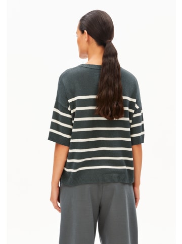 armedangels T-Shirt Stripe Linen Blend in anthrazit beige - 0002