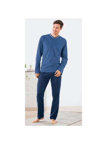 REDBEST Single-Jersey Schlafanzug 2er-Pack in blau/hellgrau-anthrazit meliert