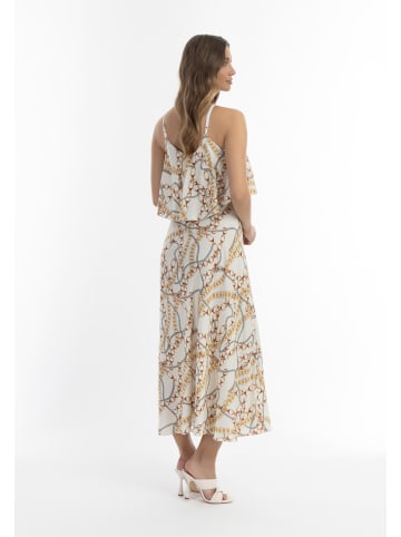 faina Damen Maxikleid Mit Allover-Print in Weiss